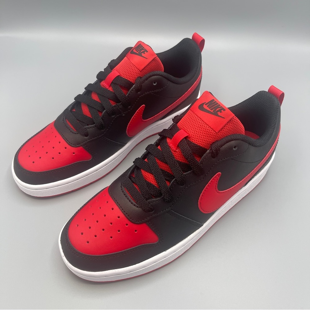 Nike Court Borough Low 2 Big Girl' Shoes/color Black/White/University Red - Picture 4 of 17